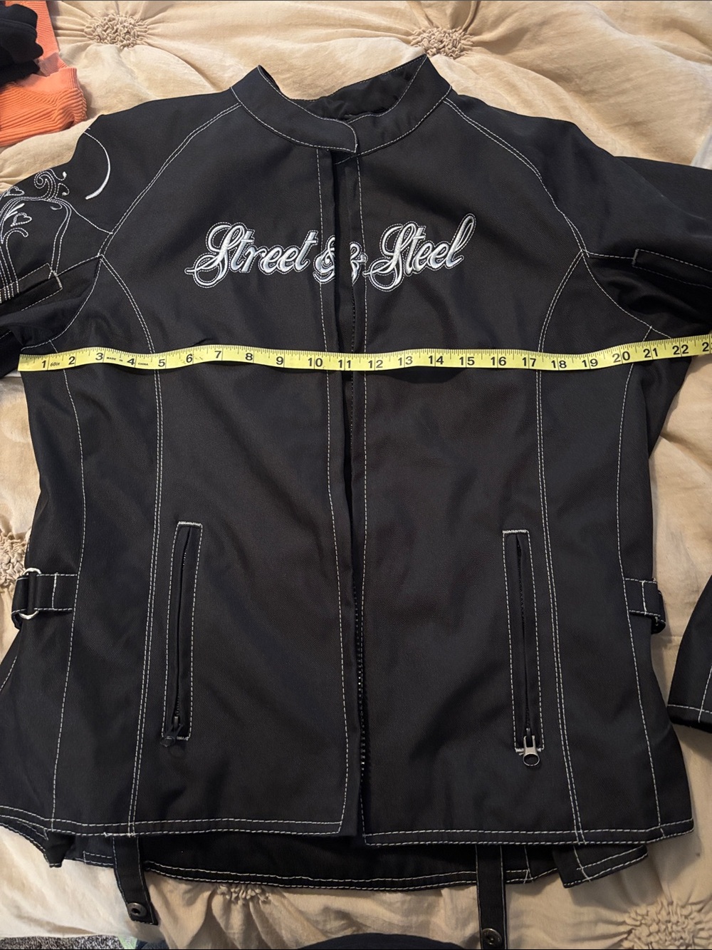 Women's Street and Steel Black Embroidered Motorcycle Jacket - Picture 16 of 16